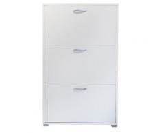 Scarpiera 3 Ante A Ribalta 73x25x120 Cm In Legno Salvaspazio Bianca