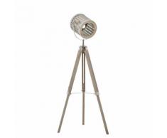 Lampada Da Terra Tripode In Legno Di Pino E Acciaio Benzoni