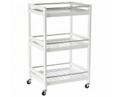 Carrello Da Cucina 45x38x78 Cm 3 Ripiani In Legno Hmc Bianco