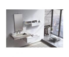 Mobile Bagno Sospeso 90 Cm Lavabo Specchio Lampada A Led E 2 Pensili Tft Belsk Bianco Opaco