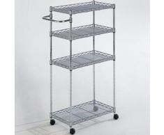Carrello Da Cucina In Acciao Con Rotelle 4 Ripiani 45x25x85cm Fumer Appeal Cromo