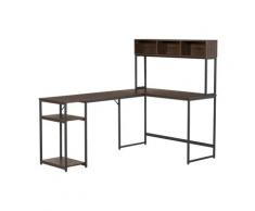 Scrivania Angolare Da Ufficio 170x120x140 Cm In Metallo E Legno Noce E Nero
