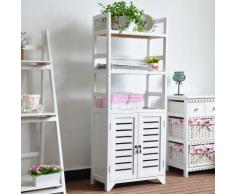 Libreria Mobile 3 Ripiani 2 Ante 45x25x118 Cm In Legno Massello Fumer Antibes Bianco