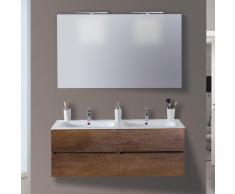 Mobile Da Bagno Sospeso 120cm Mazzoni Maiorca Light Doppia Vasca Noce Scuro Frassinato