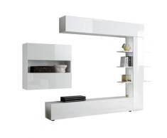 Parete Attrezzata Mobili Soggiorno Mobile Tv Libreria 2 Pensili Tft Akira 1 Bianco Lucido