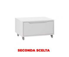 Cassettiera Con Ruote 1 Cassetto 60x45x32 Cm In Legno Tft Belsk Bianco Opaco Seconda Scelta