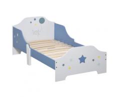 Struttura Letto Singolo Per Bambini 143x74x59 Cm In Compensato Di Pioppo Blu E Bianco