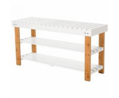 Panca Scarpiera 2 Ripiani In Legno E Mdf 90x29x45 Cm Benzoni Bianca