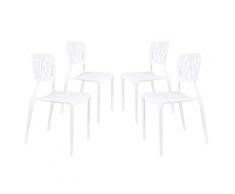 Set 4 Sedie Da Giardino In Polipropilene Vandi Milano Bianche