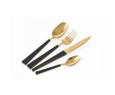Servizio Set Di Posate 24 Pezzi In Acciaio Villa Deste Gold Set Nero