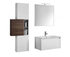 Mobile Da Bagno Sospeso Ibiza 15 Bianco Opaco E Tabacco Scuro Tft