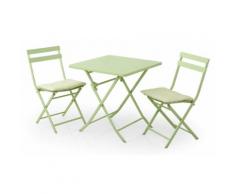 Set Tavolino E 2 Sedie Pieghevoli Da Giardino In Acciaio Kraus Tiziano Verde