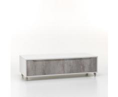 Cassettiera Con Ruote 1 Cassetto 120x45x32 Cm In Legno Tft Belsk Bianco E Cemento