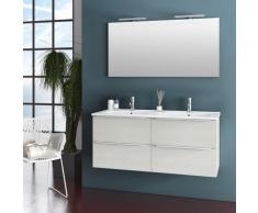 Mobile Da Bagno Sospeso Con Doppio Lavabo E Doppia Lampada A Led Tft Luna Bianco Rè Di Londra