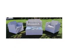Set Da Giardino Divano Poltrone E Tavolino In Polyrattan Morel Venezia Bianco