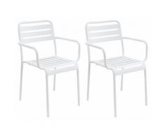 Set 2 Sedie Da Giardino In Acciaio Con Braccioli Kraus Brunelleschi Bianche