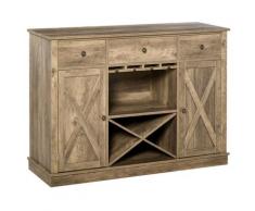 Mobile Credenza Da Cucina 120x40x87,5 Cm In Mdf Legno Rustico Con Venatura