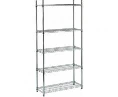 Scaffale In Acciaio Cromato 5 Ripiani 90x35x180 Cm Fadi