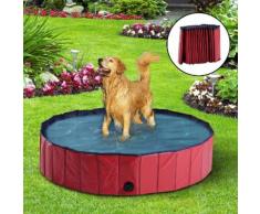 Piscina Pieghevole Per Cani In Pvc Rosso Ø140x30h Cm Riotti