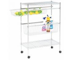 Carrello Da Cucina In Metallo 30x60x80 Cm 2 Ripiani 2 Cestelli Fumer Galaxy Cromato