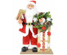 Pupazzo Babbo Natale H60 Cm Con Slitta E Luci Vanzetti Rosso