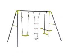 Parco Giochi Altalena Cavalluccio E Scaletta Per Bambini In Metallo Verde Benzoni