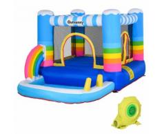 Castello Giostra Gonfiabile 290x200x155 Cm Con Trampolino Piscina E Pompa Multicolor