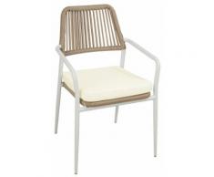 Sedia Da Giardino In Alluminio E Corda Vorghini Pegli Bianco E Beige