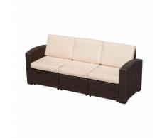 Divano Da Esterno A 3 Posti In Rattan Sintetico Con Cuscini Marrone 199x71x75 Cm Miozzi