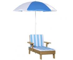 Lettino Prendisole Per Bambini 90x59x53 Cm Con Ombrellone Azzurro E Bianco