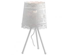 Lume Treppiedi Abat Jour Moderno Bianco Opaco Paralume Forato Pizzo E27 Ambiente I-cluny-l20