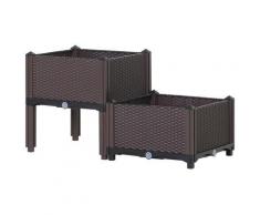 Set 2 Pezzi Fioriera Da Esterno Componibile In Polyrattan 40x40x44 Cm Miozzi Flowless