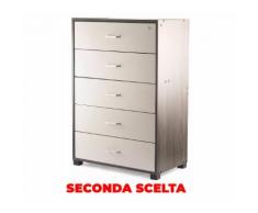 Cassettiera 5 Cassetti 68x40x101 Cm In Mdf Soriani Grigio Scuro E Bianca Seconda Scelta
