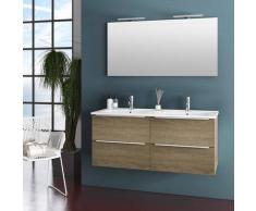 Mobile Da Bagno Sospeso Con Doppio Lavabo E Doppia Lampada A Led Tft Luna Rovere Miele