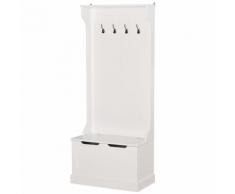 Appendiabiti Panchina Per Ingresso In Mdf 71,5x39,5x170 Cm Benzoni Bianca