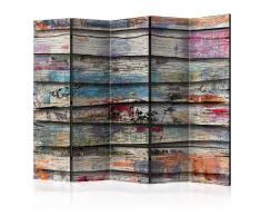 Paravento 5 Pannelli - Colourful Wood Ii 225x172cm Erroi