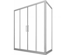 Box Doccia Angolare 75x160 Cm 2 Ante Scorrevoli In Cristallo Trasparente 6mm H190 Dorini Linux Bianco