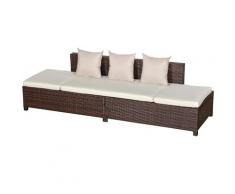 Divano Da Esterno 3 Posti 220x68x62 Cm In Rattan Marrone