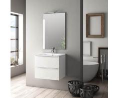 Mobile Da Bagno Sospeso Con Lavabo Specchio E Lampada A Led Tft Luna Bianco Lucido