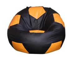 Poltrona A Sacco Pouf Ø100 Cm In Ecopelle Baselli Pallone Da Calcio Nero E Arancione