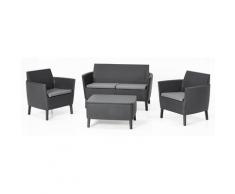 Set Salotto Da Giardino In Resina Divano 2 Poltrone E Tavolino Bauer Salemo Graphite