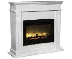 Camino Elettrico Da Pavimento Effetto Fiamma 1800w Ruby Fires Elda Flandria Bianco Crema