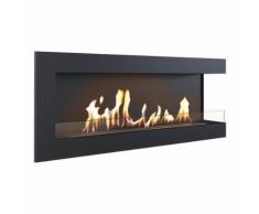 Camino A Bioetanolo Da Incasso 120x48 Cm Con Vetro Flig Tampa Nero Angolo A Destra