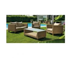 Set Da Giardino Divano 2 Poltrone E Tavolino In Wicker Ranieri Honolulu