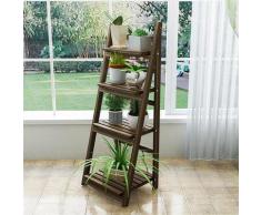 Portapiante Scaffale 4 Ripiani In Legno Massello 41x34x111,5 Cm Fumer Kelvin Noce