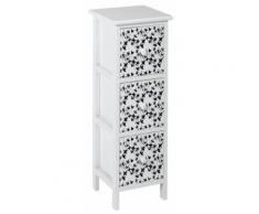 Cassettiera 3 Cassetti In Legno Massello 25x25x71 Cm Fumer Fanny Bianca