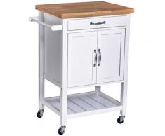 Carrello Da Cucina Salvaspazio In Legno Bianco 65x48x90 Cm Benzoni
