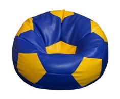 Poltrona A Sacco Pouf Ø100 Cm In Ecopelle Baselli Pallone Da Calcio Blu E Giallo