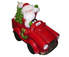 Pupazzo Babbo Natale In Resina 41x31x23 Cm Con Luci Adami Macchina Rossa