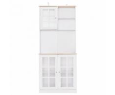 Credenza Moderna Con 2 Vetrinette 80x37x183 Cm In Mdf Benzoni Bianco